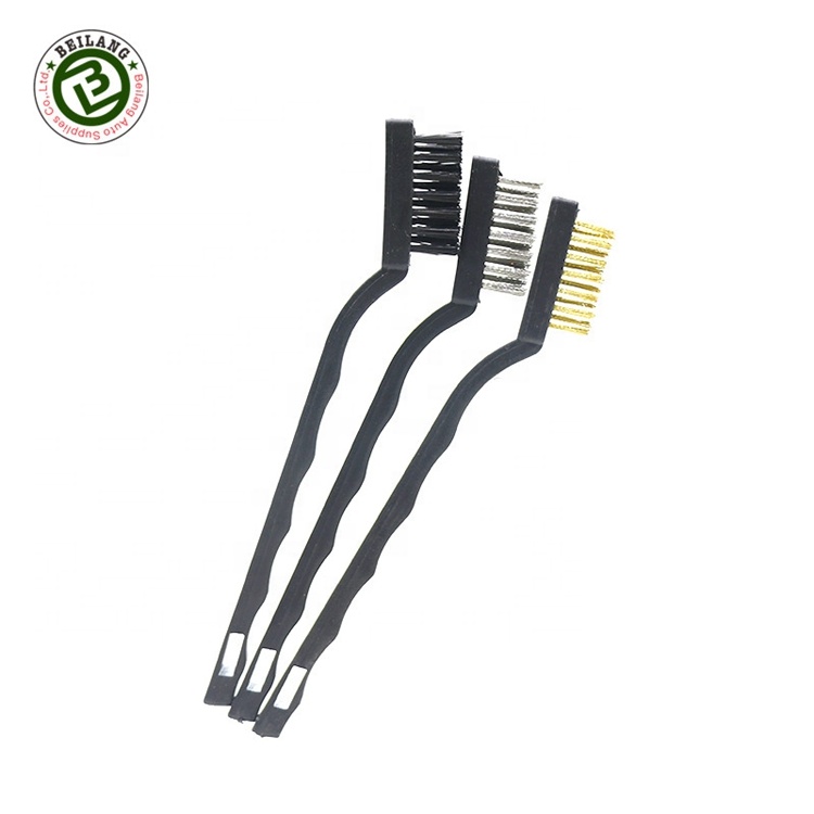 3 Pcs Auto Car Detailing Brush Set Auto Car Care Brass Steel Nylon Wire Brush Kit Auto Wash Detail Dust Cleaning Brush